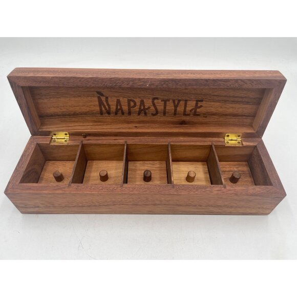 NapaStyle Acacia Wood Spice & Tea Box With Dividers - Picture 1 of 11
